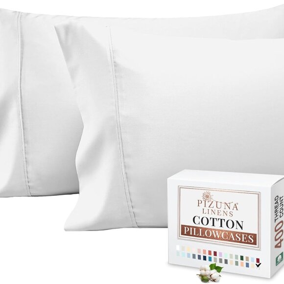 Premium Queen Size Cotton Sateen Pillow Covers - Set of 2, OEKO-TEX Certified